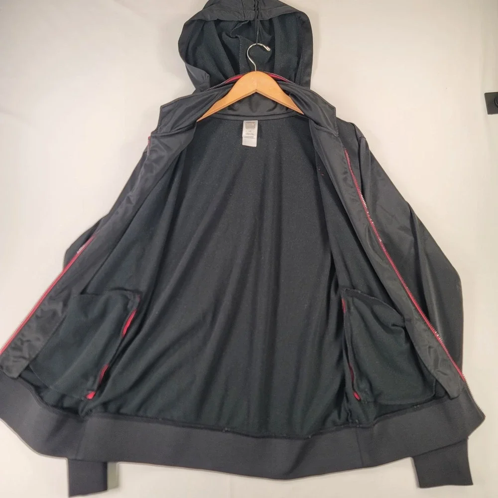 The North Face Hooded Full Zip Jacket Black Red Hidden Hood Men's Large